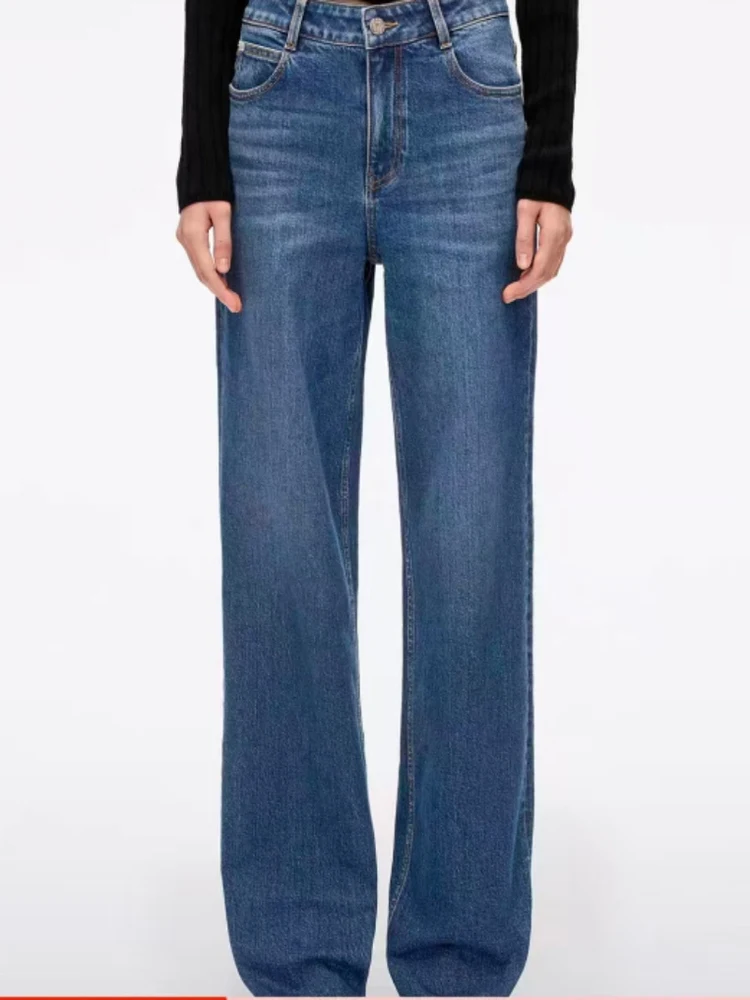 

Широкие джинсы с высокой талией на подкладке, простые повседневные женские джинсовые брюки в стиле ретро, осенняя мода, большие размеры, эффект похудения