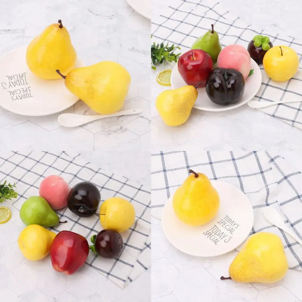 F19B Artificial Pear Styrofoam Material Fake Agriculture Gardening Display Yellow Pears for Greenhouse Planting Mature Fruits
