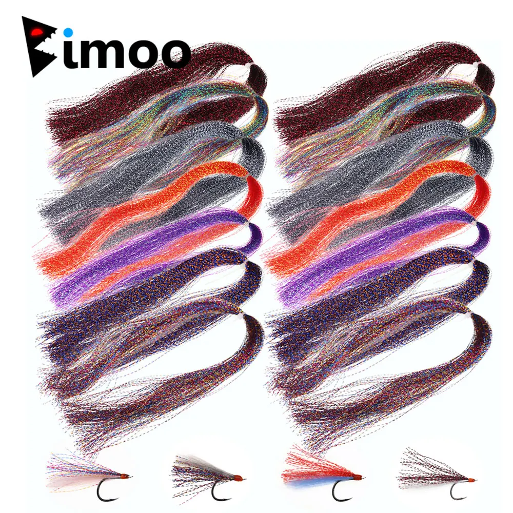 Bimoo 14 Packs 7 Colors Mixed Fly Tying UVCrystal Flashabou Multiple Hue fo Flies Nymphs Streamer Sabiki Rigs Jig Hook