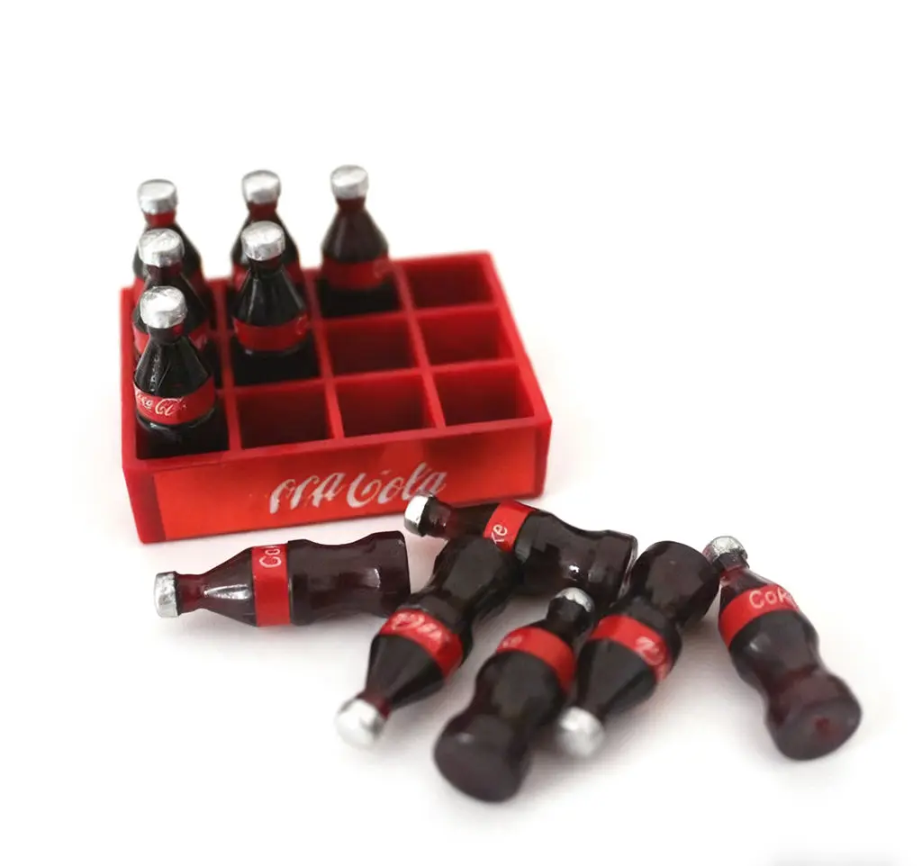 3picecs 1:12 مقياس زجاجات فحم الكوك المصغرة في سلة-ملحقات بيت الدمى BJD لتقوم بها بنفسك ديكور المناظر الطبيعية الصغيرة لعبة طعام مزيفة #2