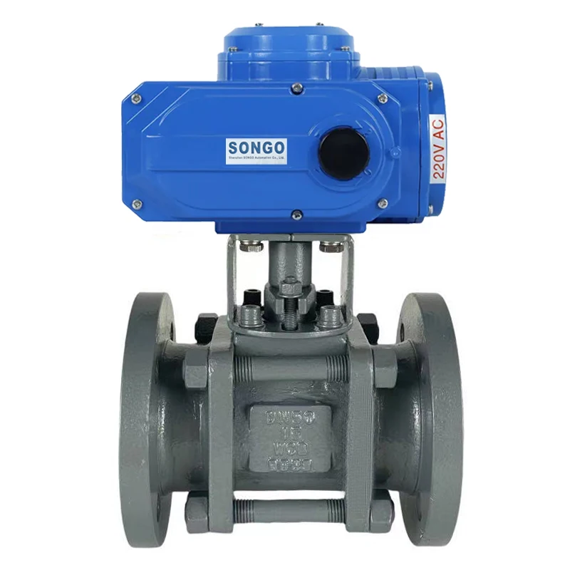 DN80 3 بوصة 24 فولت الخيوط الخامس نوع السيراميك شفة صمام كروي بمحرك مع الشركة المصنعة للمحرك الكهربائي