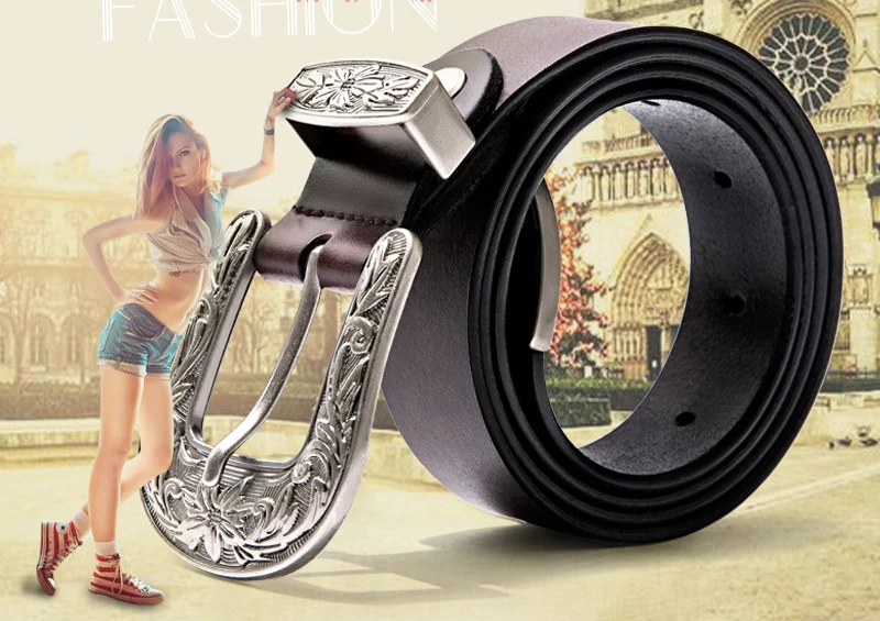 Neue Frauen Leder Western Cowgirl Taille Gürtel Metall Schnalle Bund Neue Heiße Gürtel für Frauen Luxus Designer Marke Gürtel 2,8 cm – Detail 2