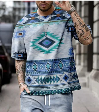 Summer Retro ethnic Style Print T-shirt Fashion 3D Men\'s Clothing Casual Streetwear Oversized O-Neck Personality Sport Tee Shirt