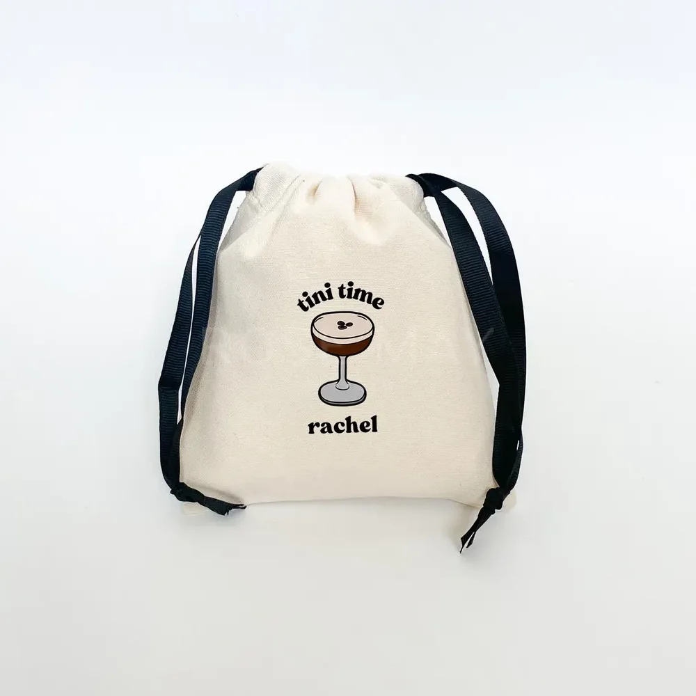 

Custom 5 Pcs Tini Time Martini Themed Bachelor Party Drawstring Bags Bridal Shower Gift Bags Wedding Day Accessories Souvenir