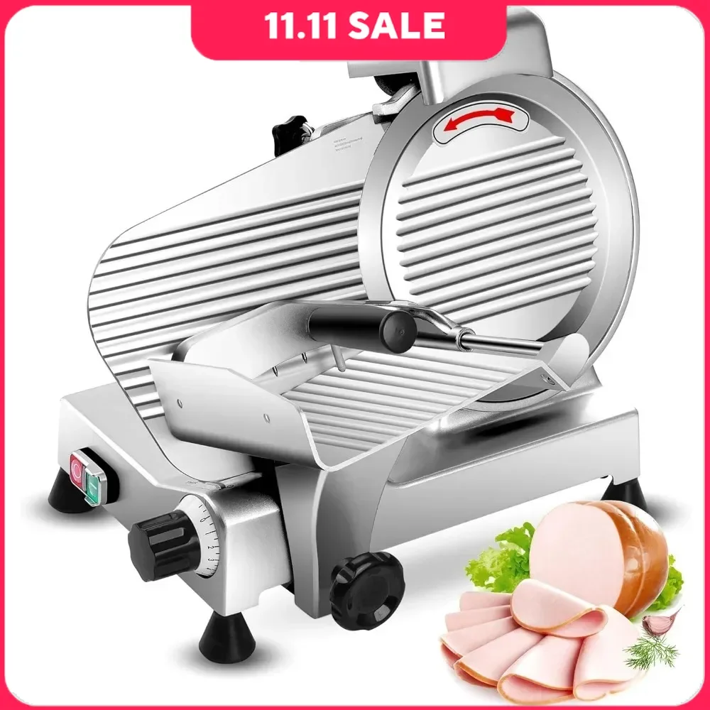 

Electric Slicers, 10 Inch Commercial Meat Slicer, Premium Chromium-plated Steel Blade Semi-Auto Foody Slicer, Electric Slicers