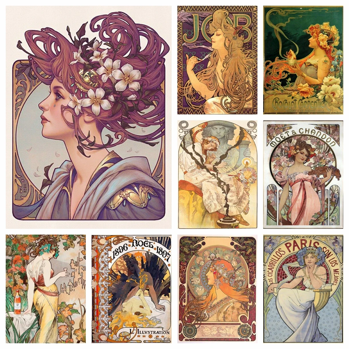 

Alphonse Mucha 5D DIY Diamond Painting Embroidery Vintage Beauty Nouveau Woman Cross Stitch Mosaic Picture Handicraft Home Decor