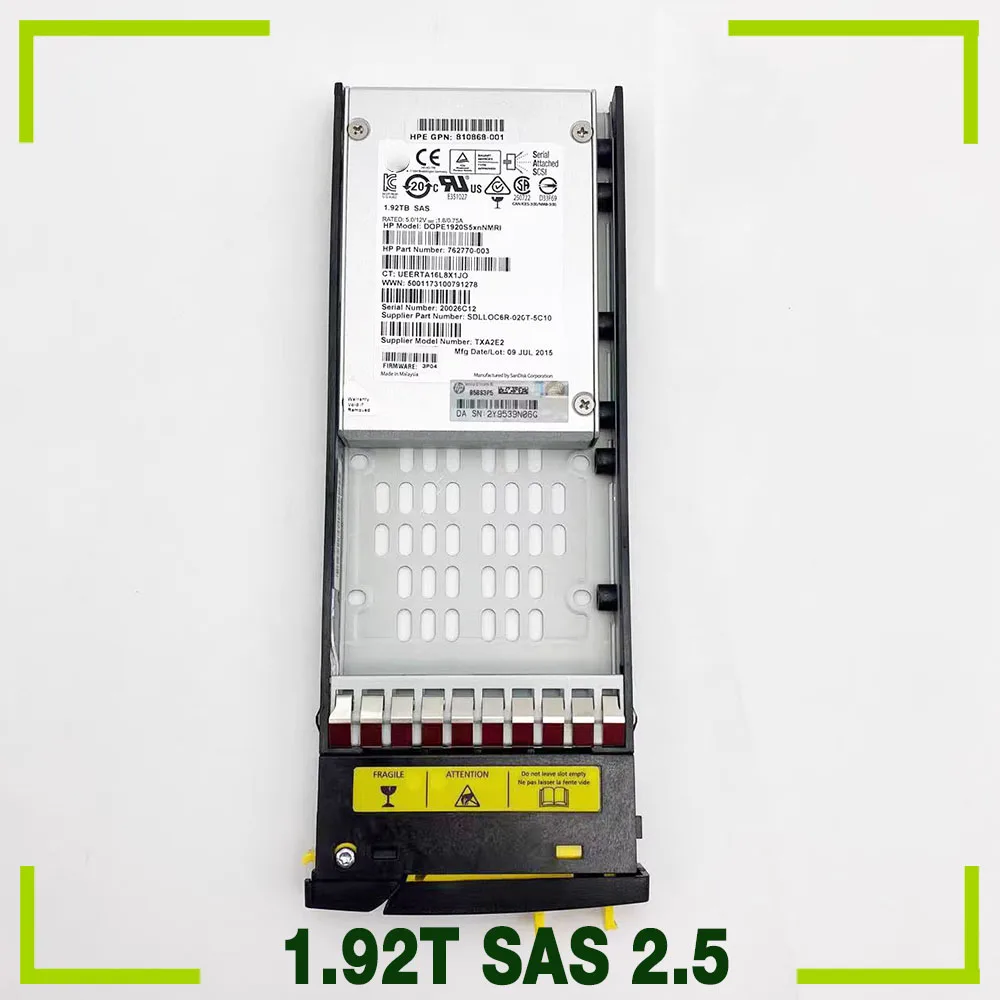 SSD For HP  3PAR 8000 1.92T SAS 2.5 K2P89BA Solid State Disk 810771-001