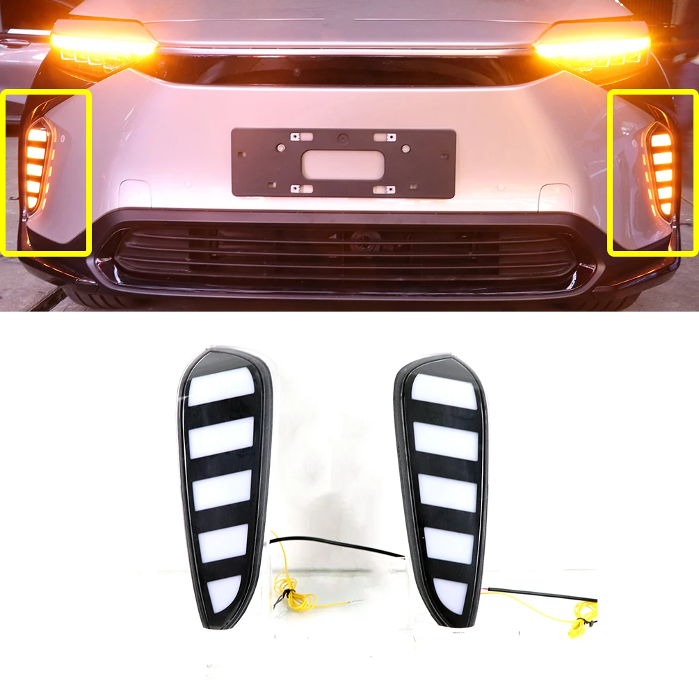 Fog Lights Assemblies Fit ForToyota BZ4X 2022 2023 Car Daylight Turn Signal DRL Auto Headlights Accessories 12V