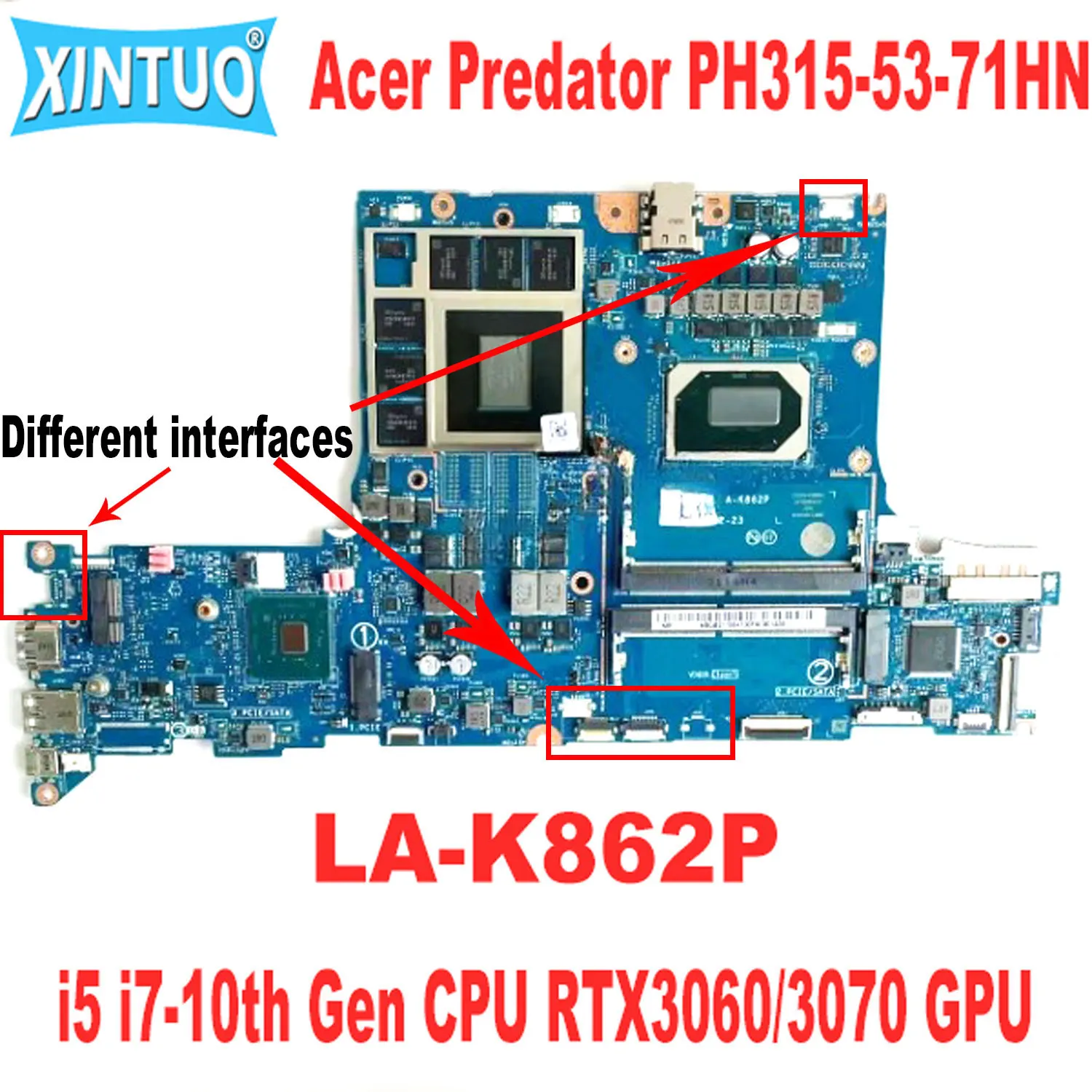 GH51M LA-K862P Motherboard for Acer Predator PH315-53-71HN Laptop Motherboard i5 i7-10th Gen CPU RTX3060/3070 GPU 6GB DDR4 Test