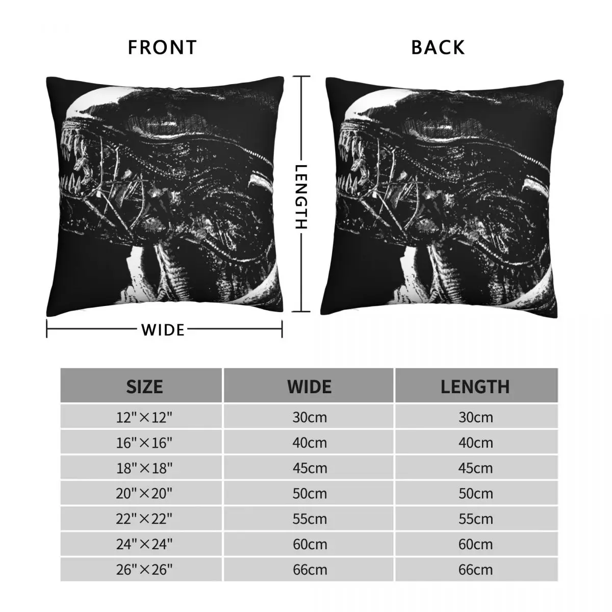 Alien Xenomorph Square Pillowcase Polyester Linen Velvet Creative Zip Decor Throw Pillow Case Sofa Seater Cushion Cover