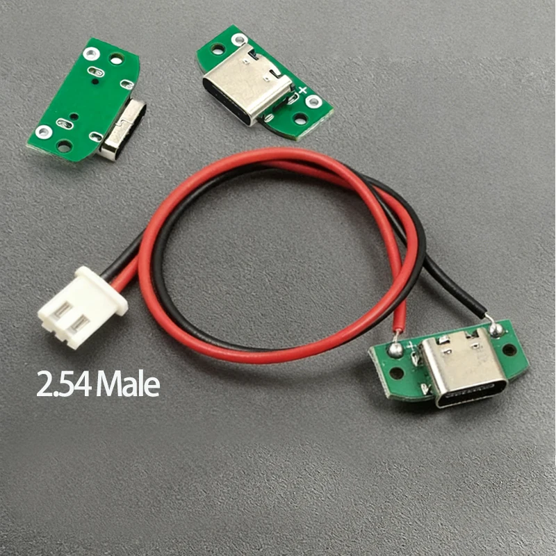 1/2/5 Stück Typ-C-Buchse 16-Pin-Stecker mit 1,25/2,0/2,54 mm Kabel, USB-Stecker, elektrische Anschlüsse, Schweiß-DIY-Ladekabel, Leiterplatte