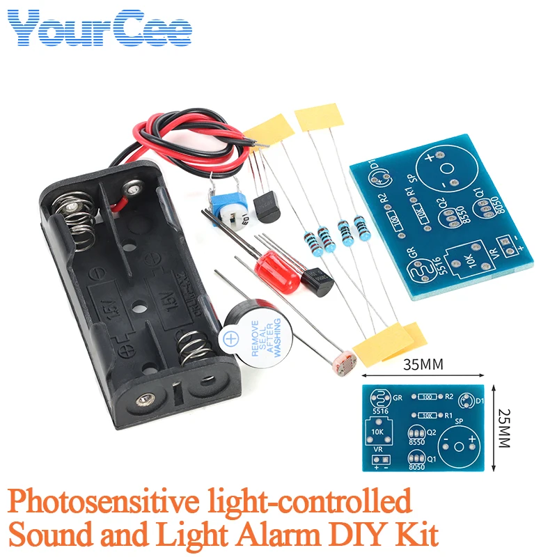 Photosensitive Light-controlled Sound Light Alarm DIY Kit Electronic Production Assembly Welding Exercises DIY Module Parts MHT9