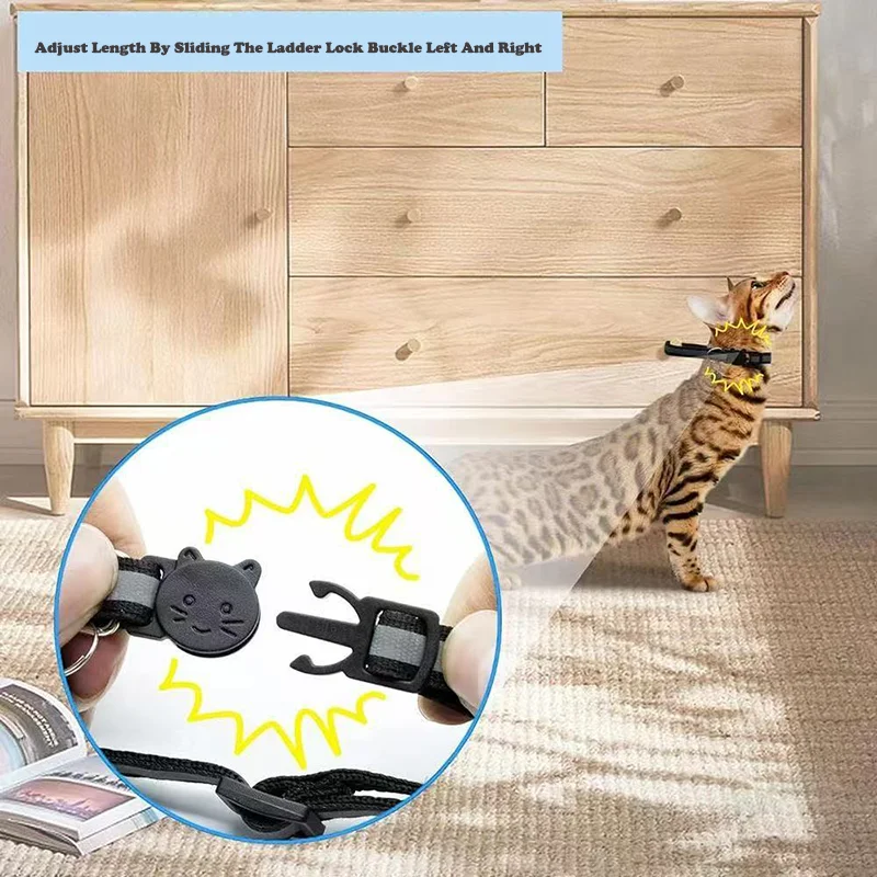 Reflektierendes Haustierhalsband mit Cartoon-Katzenkopf, bunte Glocke, verstellbarer Sicherheits-Halsgurt, modisches Haustierhalsband für Kätzchen, Welpen, kleine Hunde – Detail 5