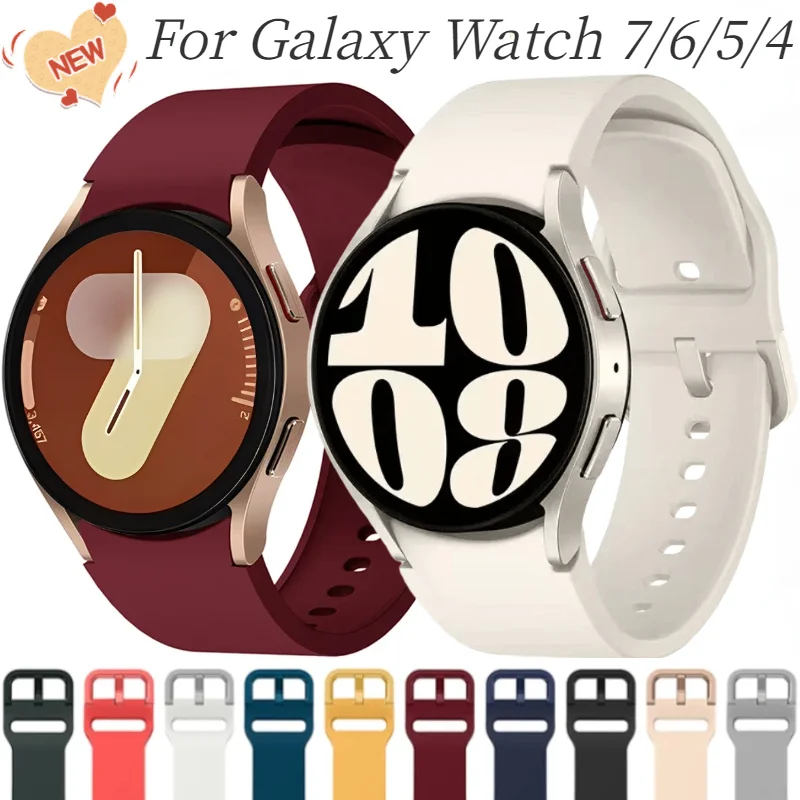 No Gap Silicone Strap For Samsung Galaxy Watch 6/4 Classic 47mm/43mm 5 Pro 45mm Bracelet Band For Galaxy Watch 7/6/5/4 40mm 42mm