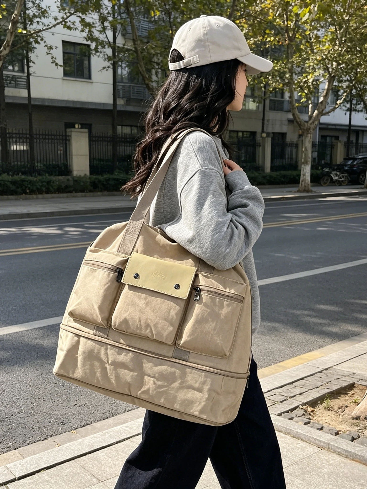 多機能トラベルバッグ-軽量スポーツフィットネスバッグ-シングルショルダークロスボディバッグ-出張用-ドライウェット分離機能付き