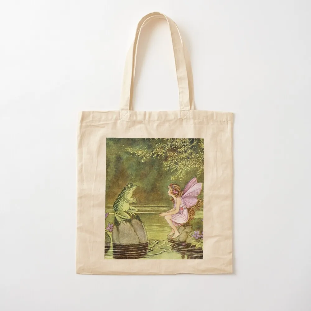 

Frog and Fairy Talking -Ida Rentoul Outhwaite Tote Bag Women's handbag tote bag custom Canvas Tote Bag