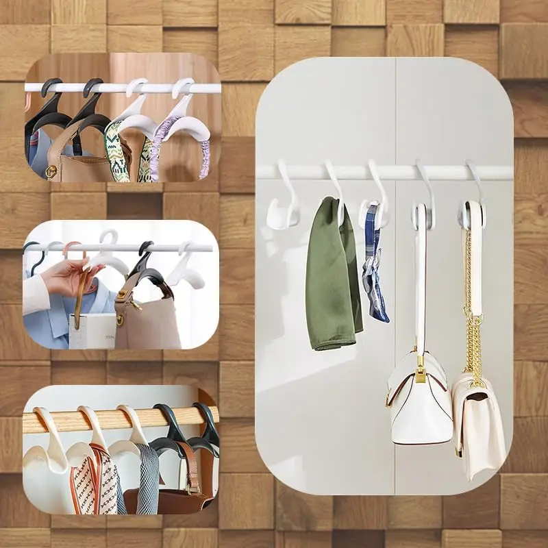10pcs Widen Plastics Hanger Connection Hook Stackable Space Saving Storage Multifunctional Bag and Hat Hanging Rack