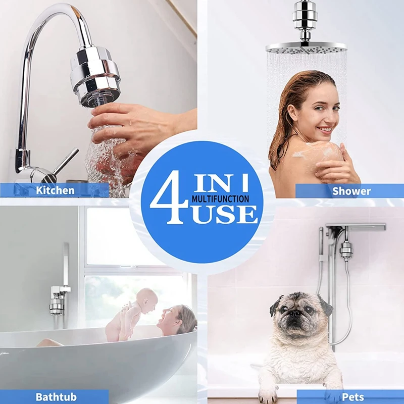 20 Stage Shower Filter Shower Water Filter -Shower Head Filter For Hard Water, With 3 Replaceable Filter Cartridges Fan