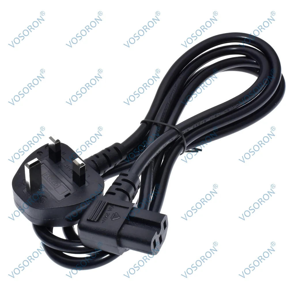 UK BS1363 to C15 Right / Left Angle Power Cord, British BS1363 Male to IEC320 C15 Female Power Extension Cable Cord