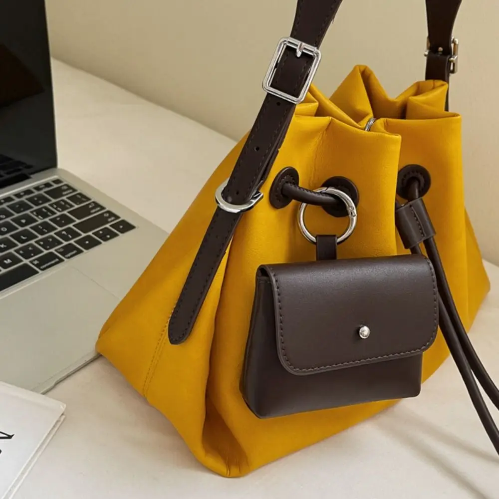 لطيف الكورية نمط الرباط دلو حقيبة يد بلون بولي PU حقيبة كتف يده أسطواني حقيبة كروسبودي عامل المكتب #4