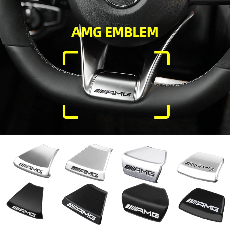 For AMG Logo Steering Wheel Sticker Car Emblem Cover Interior Sticker Decal For AMG Mercedes Benz GLC GLA W204 W205 W212 W213