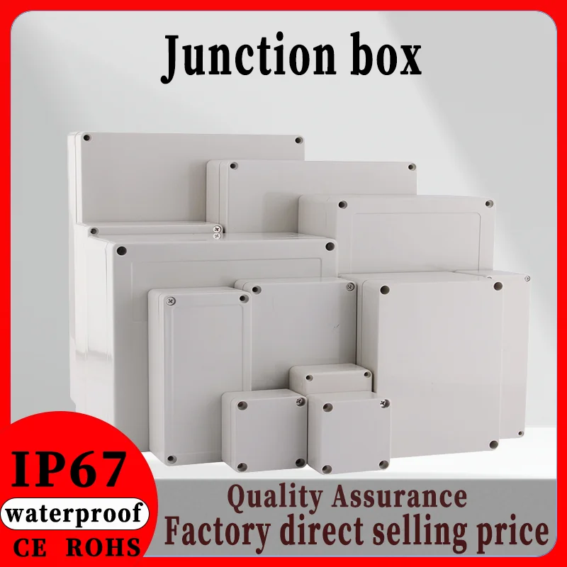 Outdoor Waterproof Junction Box Housing IP67 Rainproof Plastic Enclosure Screw Cable Sealed Cases for Electronics ABS F Series