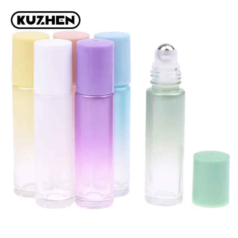 Glass Roll On Bottles 10ml Gradient Color Empty Bottle Roller Ball Bottle For Essential Oil Travel