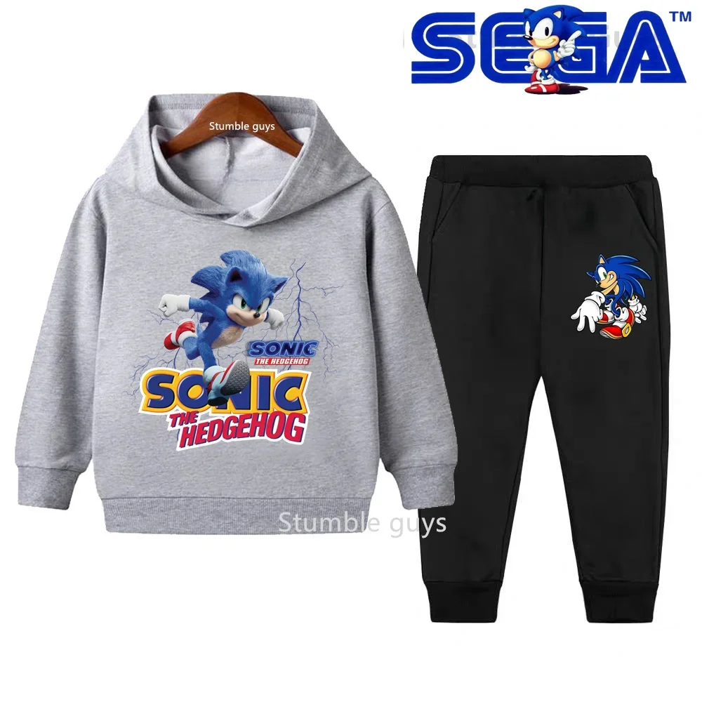 Kids Sonic Hoodie Set Autumn Winter Boys Clothes Girls Warm Casual Sweatshirt Trucksuit Street Cool Tee​