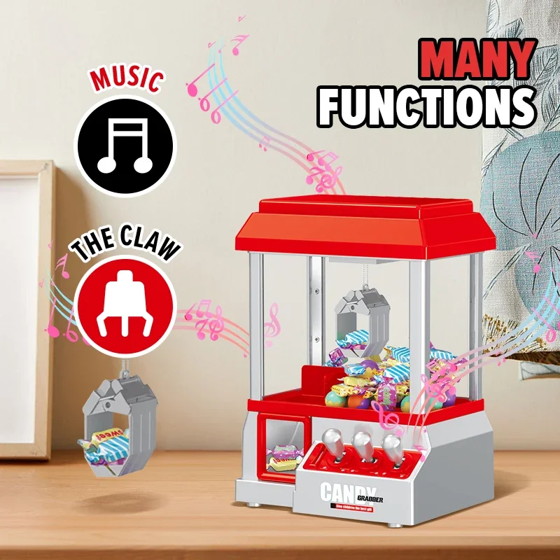 

Retro Candy Claw Machine Miniature Grabber For Kids Toys Candy Machine With Music Sound 24PC Coin Girls Birthday Gifts Home Game