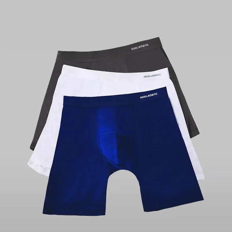 

3pc Men's sports extended leg underwear Modal boxers running anti-wear leg quick dry long boxers