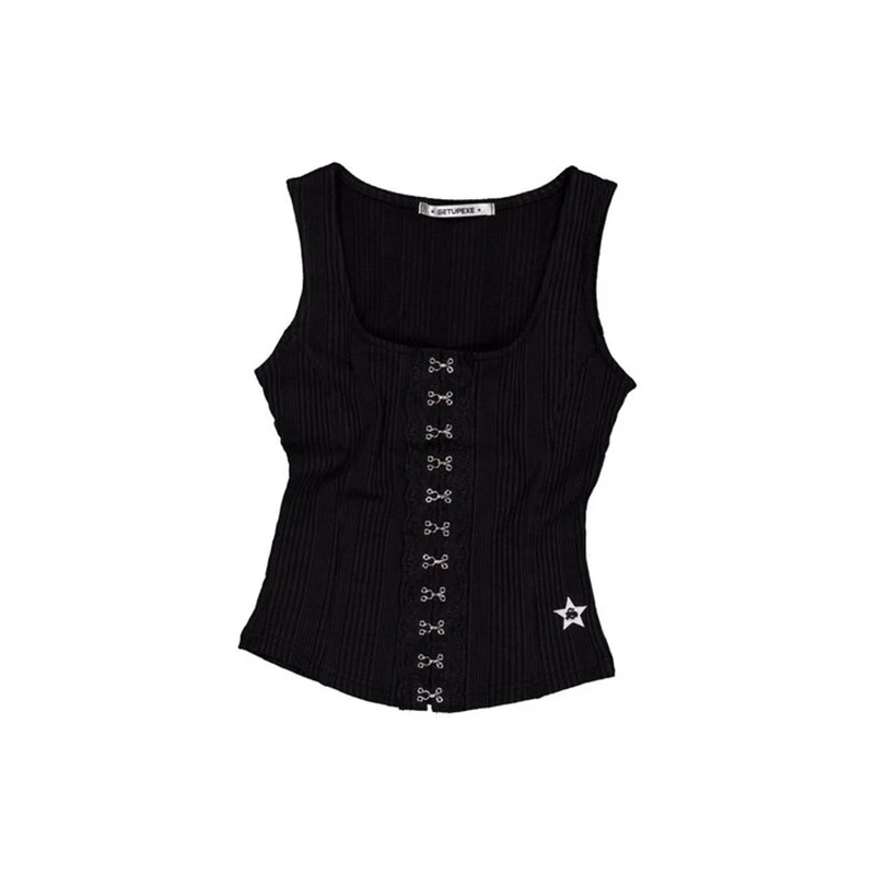 

Y2K Emo Girls' Fashion Cool Tank Top with Full Design Sense, Simple and Fashionable, Versatile for Daily Use