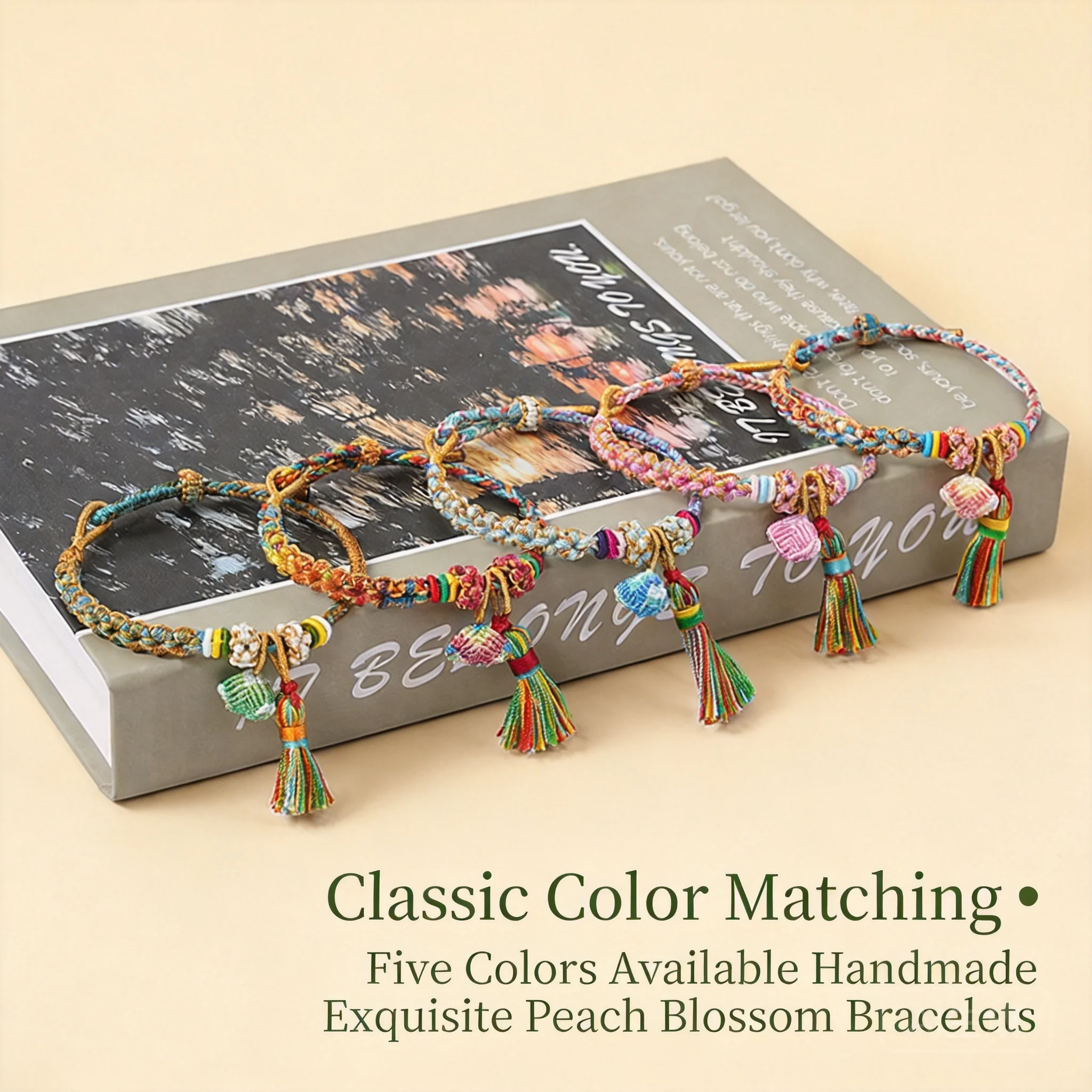 

Chinese Style Handwoven Lucky Dragon Boat Festival Colorful Braided Bracelet Peach Blossom Zongzi Tassel Pendant Blessing Good