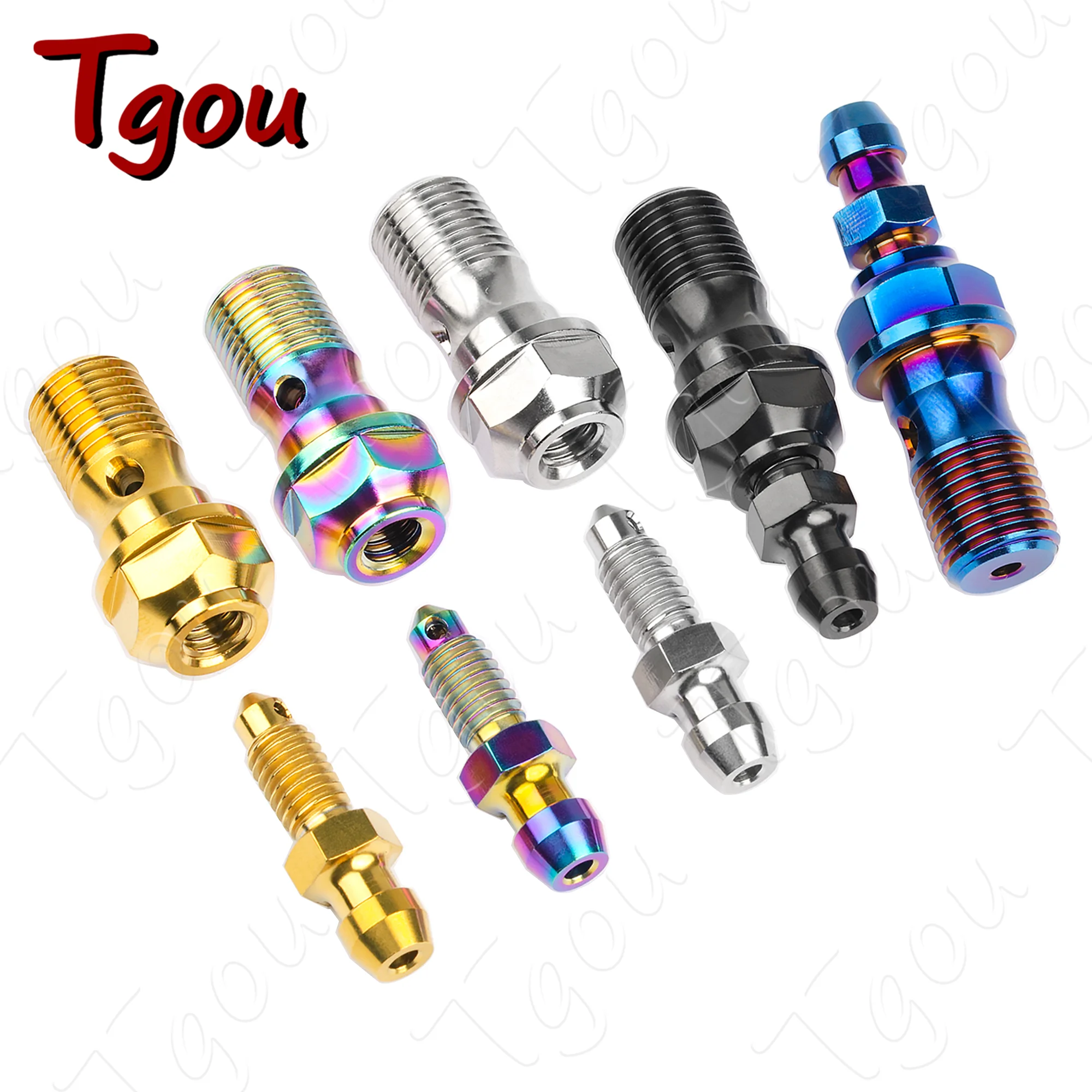 Tgou Titanium Bolt M10 1.0/1.25 Pitch Banjo Bolt for Brembo Brake Line & Single Hole Clutch Banjo with Bleeder Valve for Ducati