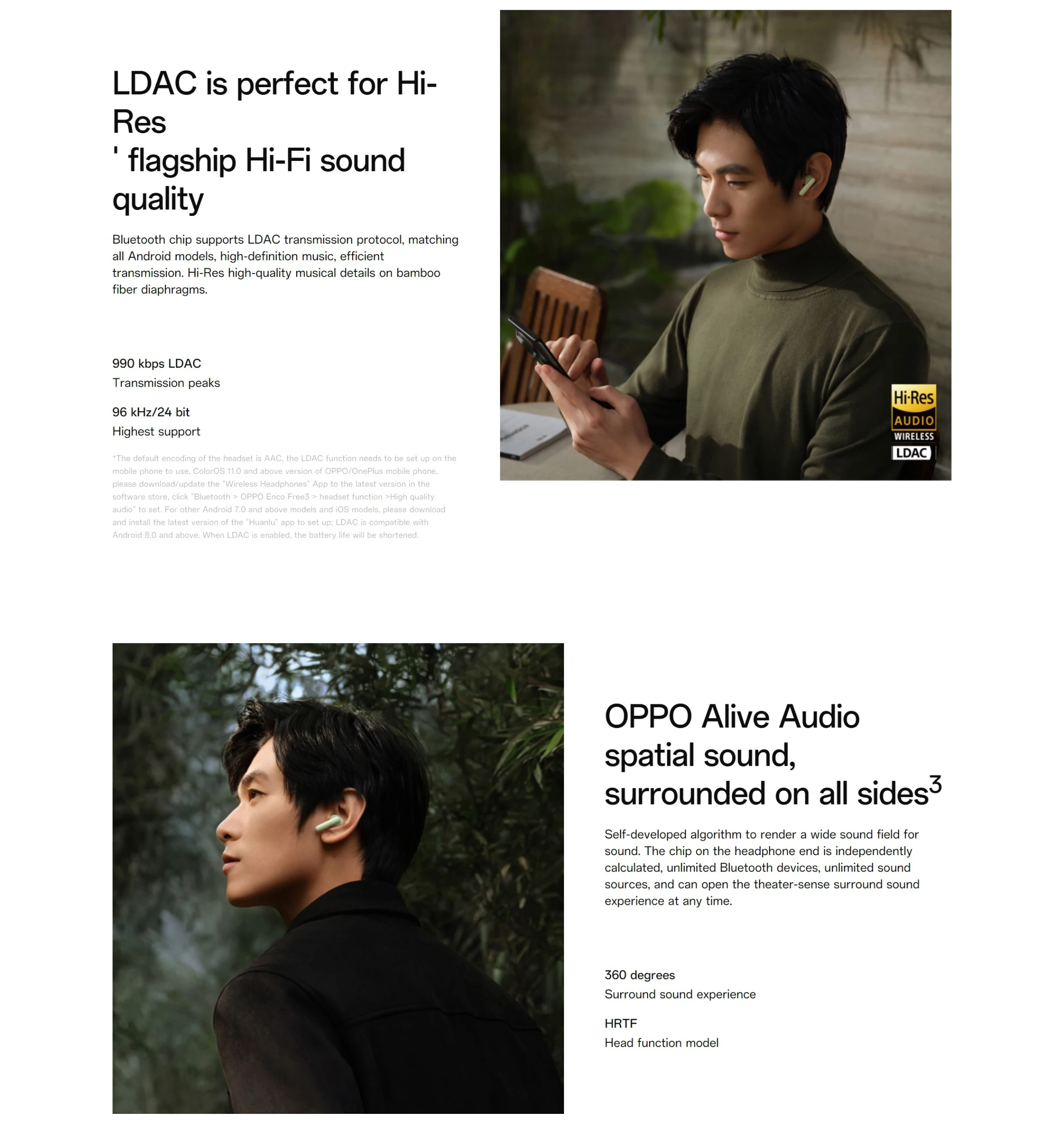 Original OPPO Enco Free 3 Earphone 49dB DNN Active Noise Cancellation Bluetooth 5.3 LDAC Hi-Res HIFI OPPO ALive Audio headset