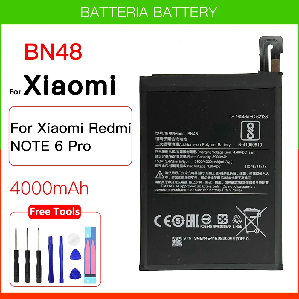 

Original Genuine Replacement Battery BN48 Battery 4000mAh For Xiaomi redmi Note 6 Pro High Quality BN48 Battery