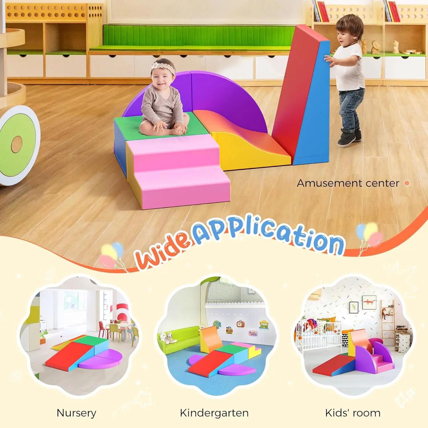 Bloques de escalada de espuma para niños pequeños, bloques de escalada para bebés, juego suave de escalada para niños pequeños con bloque plegable y túnel interior Cl