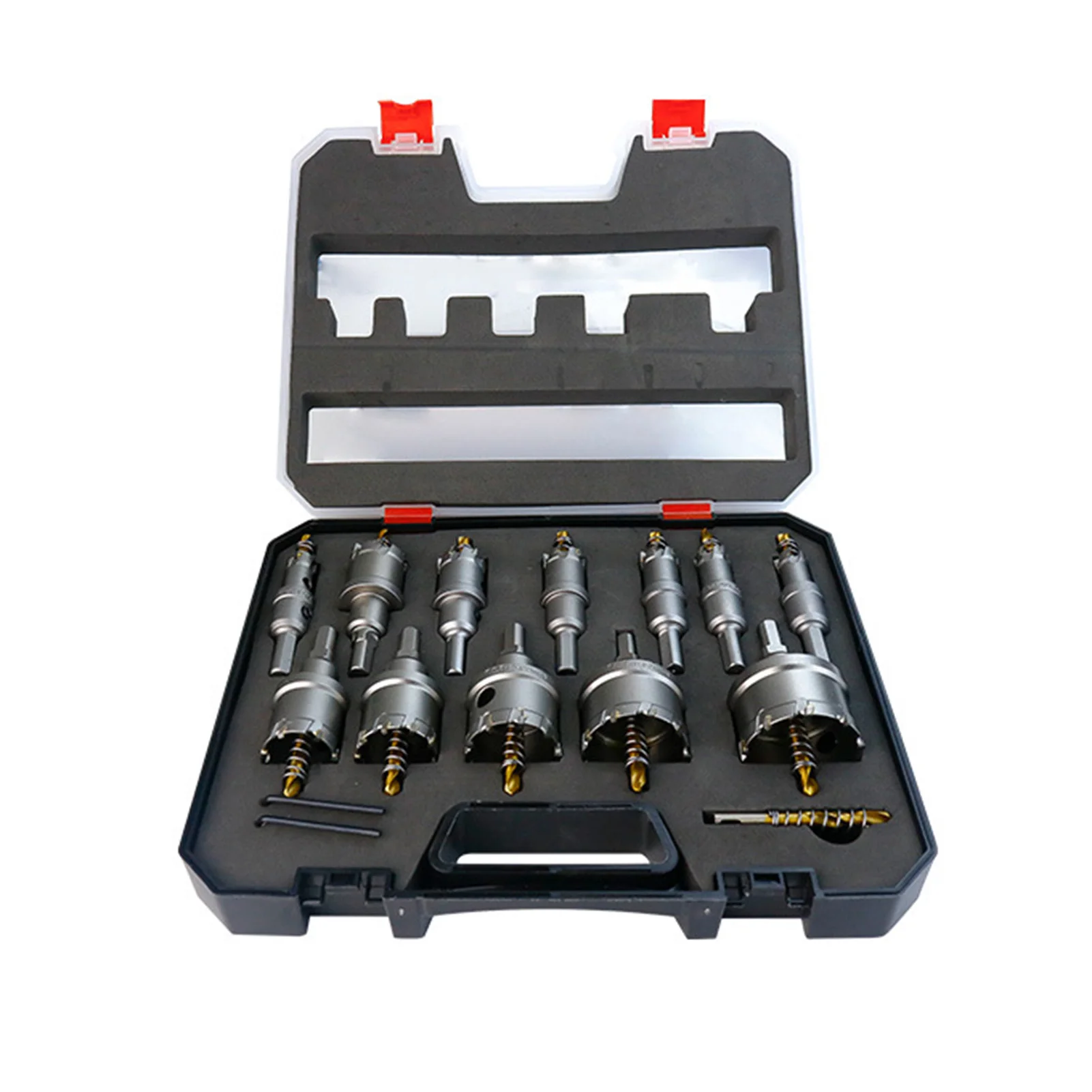 12 Piece Carbide Hole Saw Kit Tipped Hole Saw Drill Bit 16-50mm Hole Saw Cutter Set for Metal Stainless Steel Iron Copper