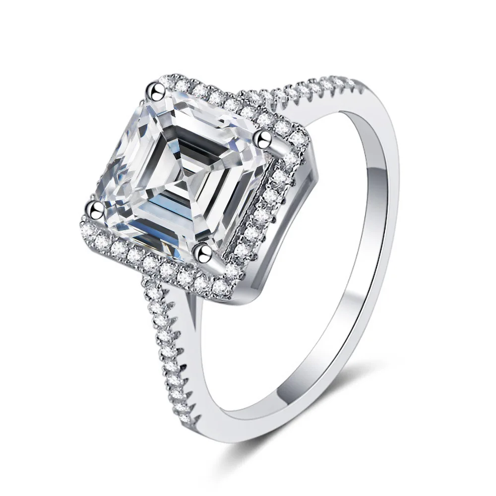 

S925 Sterling Silver 2.5ct Asscher Cut 8x8mm Square Diamond Ring for Wedding/Engagement Gift