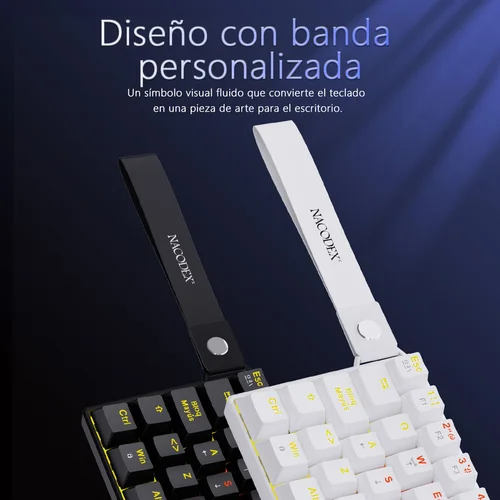 Imagen 2 del producto Teclado Mecánico para Juegos AJAZZ NK61 con Diseño Español, Cableado, 60% RGB, Intercambiable en Caliente, 61 Teclas, Interruptor Rojo, Mini Teclado para Gamers