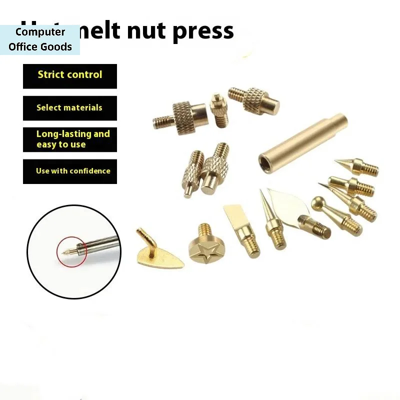 

【7/9/10Pcs Heat Insert Nut Iron Tip Brass Thread Embedded Kit M2/3/4/5/6/8 For Plastic 3D Printer Soldering Iron Tool Set】