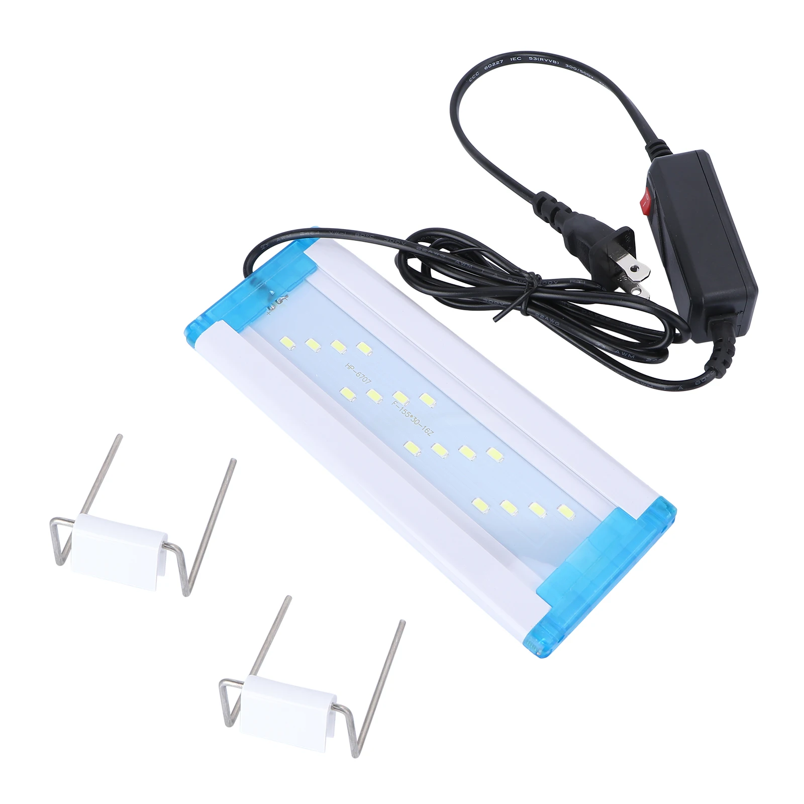 

1Pcs LED Aquarium Lamp High Color Rendering Pure White Light Easy Clean Transparent Acrylic Sheet Metal Bracket Fish Tank