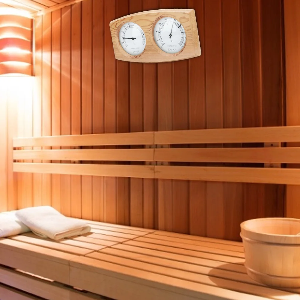 Thermo-hygromètre à bois 2 en 1, thermomètre et hygromètre, accessoires de salle de vapeur pour salle de Sauna, accessoires de salle de Sauna