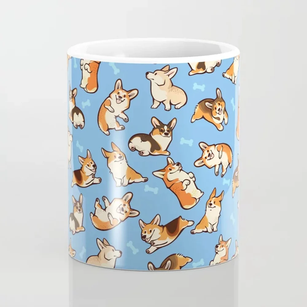 Coffee Mug with a Little Short Leg, Corgi Mark Cup, Funny Ceramic Coffee Mug, Dog Lover, Birthday Gift for Friends, 350ml