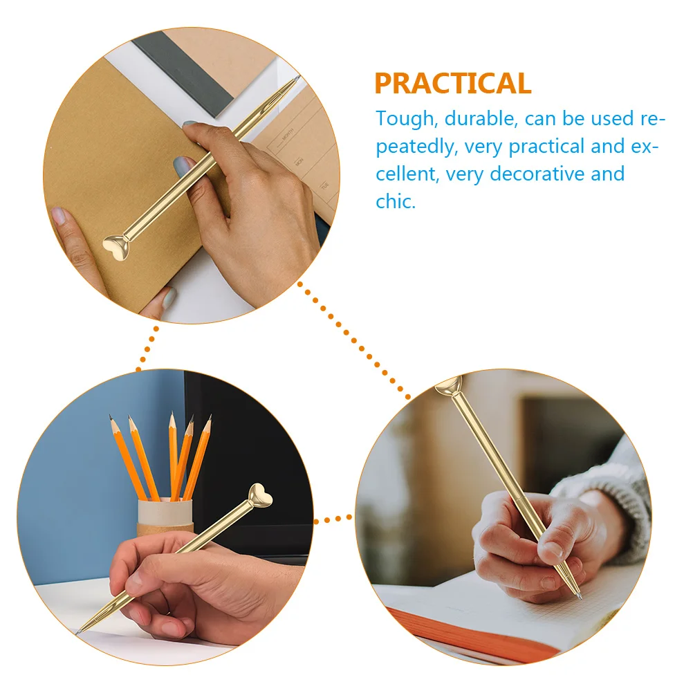 

9pcs Heart Shaped Metal Pens Wedding Guest Book Pen Kawaii Retractable Pens For Women Cute Decorative Writing Pen Valentine