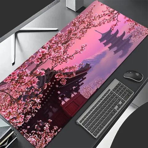 게이밍 노트북 컴퓨터 PC 게이머 키보드 데스크 매트, 후지산 벚꽃 탑, 일본 다스크 매트, 마우스 패드 선물