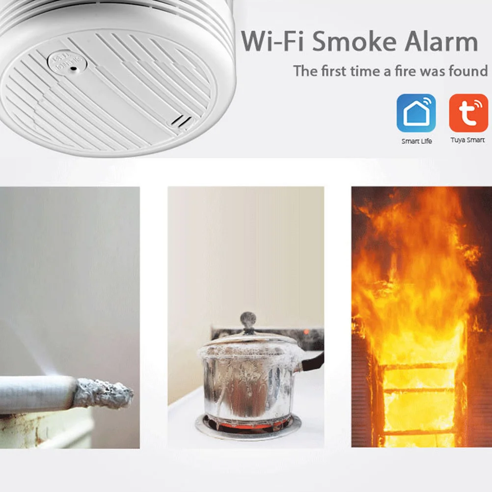 جهاز استشعار دخان ذكي، إنذار أمان منزلي، مراقبة 24 ساعة، جهاز اختبار تسرب الغاز الطبيعي، تعويض درجة الحرارة، أبيض #5