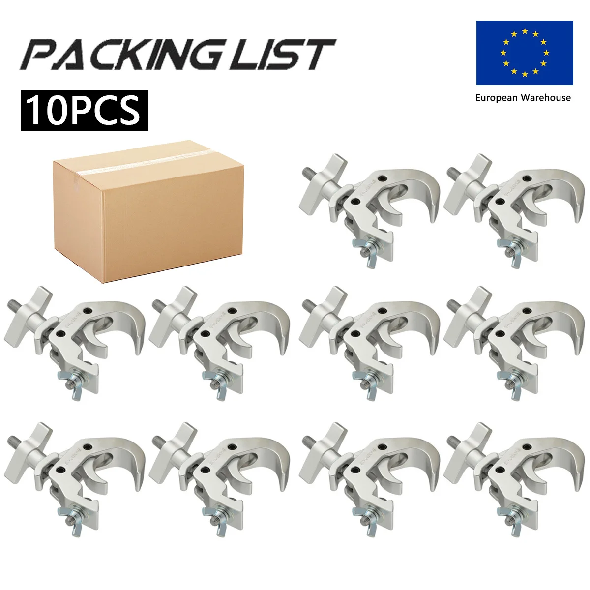 Lot de 10 crochets de fixation robustes en alliage d'aluminium pour éclairage de scène, capacité de charge 150 kg, support de treillis 40-60 mm