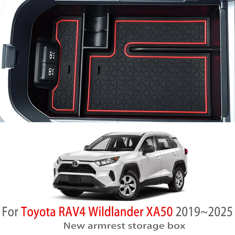 

Автомобильные аксессуары для Toyota RAV4 Wildlander XA50 2019 ~ 2025, подлокотник центральной консоли, ящик для хранения, многофункциональное хранилище, автозапчасти