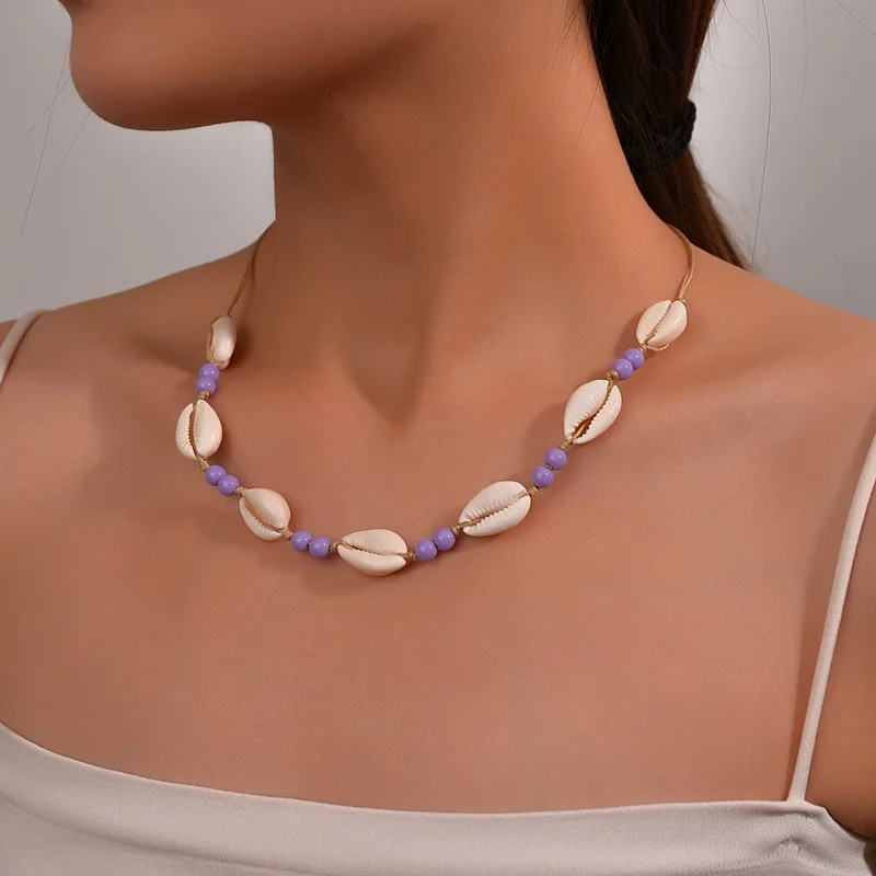 Handgemaakte Gevlochten Zeeschelp Ketting Vrouwen Sieraden Zomer Strand Shell Choker Boho Touw Kralen Kettingen Kraag Vrouw Feest Cadeau