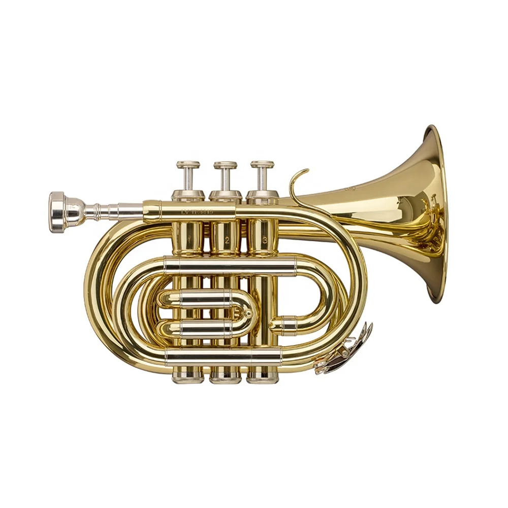 

OEM Professional Mini Pocket Trumpet Instrument JYPT407 Top Sale With Bigger Bell And BB Tone